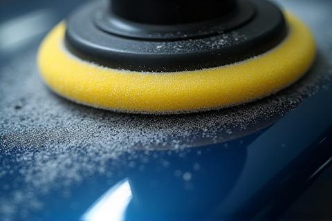 Close up of paint correction process