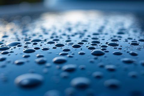 Water beading on a protected surface